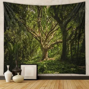 Forest Landscape Tapestry Wall Hanging Bohemian Nature Scenery Bedspread For Bedroom Living Room Home Decor Aesthetic Fabric Art