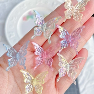 Butterfly Charms Iridescent Translucent Acrylic DIY Jewelry Making For Phone Chain Hair Clips Colorful Sweet Style