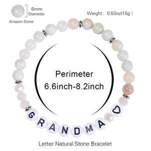 Handmade Amazonite stone beaded bracelet with heart and GRANDMA acrylic letter beads