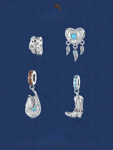 Detailed S925 sterling silver charms featuring western cowboy boots and hat motifs
