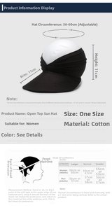 Size guide for women sun hat showing 56-60cm head circumference and 11cm brim details