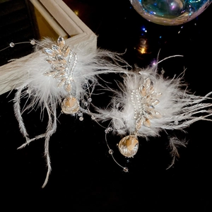 Macro view of crystal butterfly wing earrings with water drop pendants and silver tassels