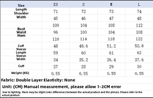Detailed size guide for women blazer and trousers set with measurements in centimeters