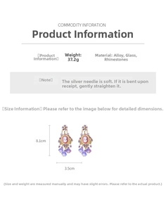 Size guide for vintage cameo earrings showing weight 37.2g and height 8.1cm specifications