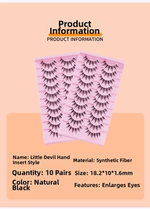 Spécifications du produit pour lot de 10 paires de faux cils style manga Little Devil