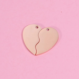 Pendentif cœur séparable en or rose poli pour la création de bijoux de couple DIY