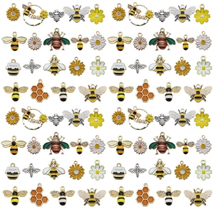 Bee And Daisy Flower Charms For Jewelry Making Zinc Alloy Enamel Insect Pendants For DIY Earrings Bracelets Necklaces