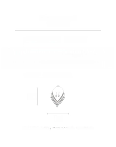 Size chart showing silver tassel necklace and earrings dimensions with rhinestone details