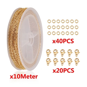 DIY jewelry kit with 10m gold cross chain, lobster clasps and jump rings set