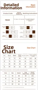Size chart for yoga set showing nylon spandex measurements for S to XL tops and pants