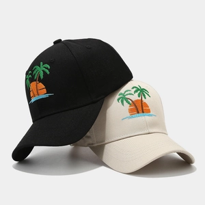 Casquettes de baseball noires et beige avec broderie palmier pour le soleil