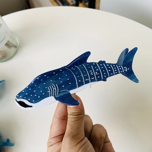 Deep blue whale shark hair claw clip made of premium acetate for ocean theme hairstyles