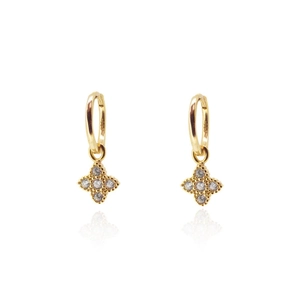 Elegant 925 sterling silver gold-plated cross star hoop earrings with zircon stones