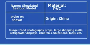 Detailed technical specifications and material info for PVC simulated seafood models