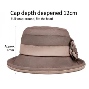 Chapeau de soleil d'été pour femme avec fleur et bord de 12 cm pour une protection élégante