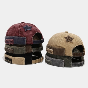 Bonnets Miki rétro en coton délavé multicolores avec patch étoile et boucle en métal