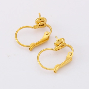 Boucles d'oreilles perles en acier inoxydable doré avec crochet français élégant