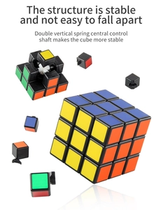 Detail of the internal core structure with cross axis and springs for 3x3 puzzle cube