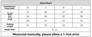 Detailed size guide for summer striped dress and shirt set with measurements in centimeters