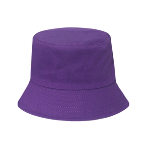 Detailed close-up showing the twill fabric texture and stitched brim of the purple cotton sun hat