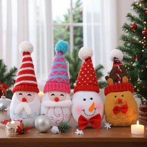 Christmas Knitted Doll Hanging Ornaments Santa Claus Snowman Reindeer Plush Pendants For Holiday Tree Decoration