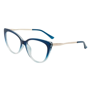 Vintage cat-eye glasses frame with blue gradient finish and sleek gold metal temples