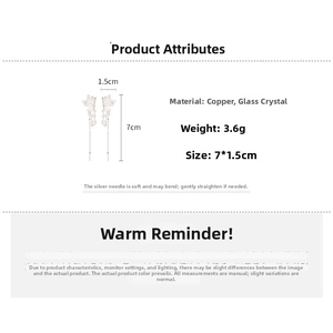 Detailed size chart for butterfly tassel earrings showing 7cm length and material info