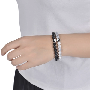 Matching Yin Yang Tai Chi bracelets with 8mm matte black and white turquoise beads