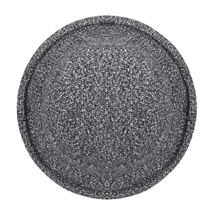 Salt-and-pepper knit cloche hat for elderly women, top view of thick textured wool blend fabric