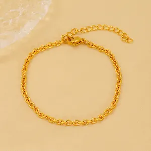 Minimalist 18K gold plated stainless steel O-chain bracelet with lobster clasp