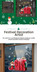 Detail of Christmas stocking static window stickers with 3D embossed festive ornaments