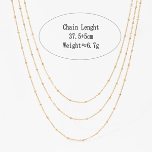 Drelagige goldene Edelstahl-Halskette für Damen mit Perlen, Länge 37,5+5cm, stapelbar