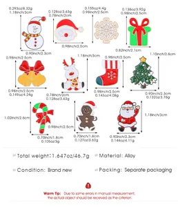 Guide des tailles détaillé pour les broches de Noël avec bonhomme de neige et Père Noël