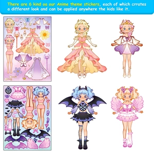 DIY princess dress-up stickers showing detailed character outfits and accessories