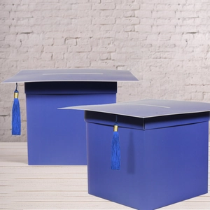 Navy blue graduation cap gift boxes with silk tassels for party card collection