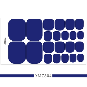 Detail view of deep blue solid color toe nail stickers set in YMZ304 model