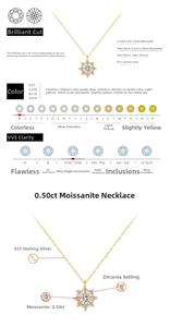 Détail du collier en argent S925 avec pendentif flocon de neige en moissanite 0.5ct D VVS1
