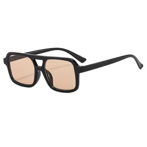 Classic black double bridge aviator sunglasses with brown lenses for outdoor driving