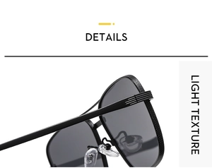 Detail shot of black aviator sunglasses featuring textured frames and soft nose pads