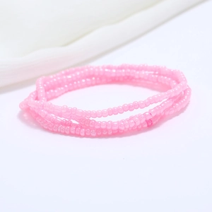 Detail of pink double-layered colorful seed bead waist chain for beach bikini wear