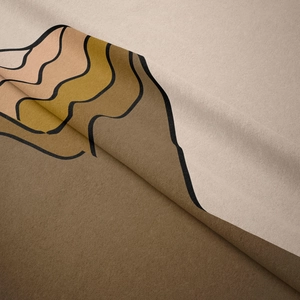 Detailed close-up of modern abstract wall tapestry with soft fabric texture and lines