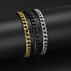 Cuban Link Bracelet Stainless Steel NK Chain Fashion Hip Hop Jewelry For Men Women Minimalist Classic Electroplated