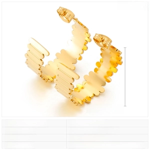 Détail des boucles d'oreilles vagues en acier doré 24x10mm avec spécification de poids 6g