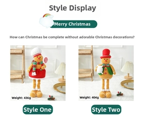 Detail of retractable gingerbread plush dolls with knitted textures for Christmas decor