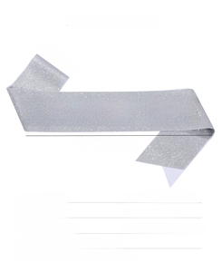 Detailed view of silver glitter Birthday Girl sash measuring 160cm x 9.5cm in size
