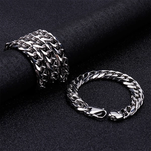 Collier Chaîne Cubaine Homme Acier Inoxydable 316L Poli Curb Link Streetwear Bijoux Hip Hop