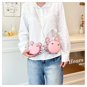 Pink cartoon crab crossbody and handbag set made of high-quality faux leather material