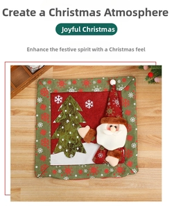 Detail of Christmas pillow cover with 3D Santa Claus doll and snowflake patterns