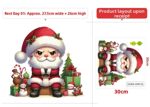 Detail showing Santa Claus wall sticker dimensions of 27.5x26cm and layout size of 30x30cm