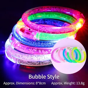 Colorful LED glowing acrylic bubble bracelets in pink, green, and blue for parties